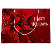 Rouge Ruban Floral Vacances Noël Sac cadeau (Devant)