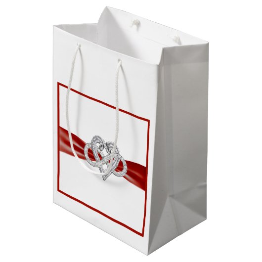 Rouge Ruban Infinity Heart Cadeau Sac (Devant Angle)
