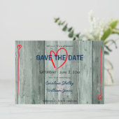 Rouge Rustique Coeur et Bois Save the Date (Debout devant)