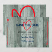 Rouge Rustique Coeur et Bois Save the Date (Devant / Derrière)
