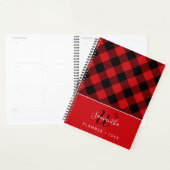Rouge Rustique Plaid Buffalo Monogrammé 2026 (Devant avec enveloppe)
