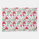 Rouge Saint Valentin Coeurs Fleurs roses Serviette (Horizontal)