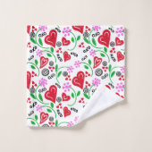 Rouge Saint Valentin Coeurs Rose Fleurs Serviette (Gant de toilette)