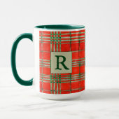 ROUGE SCOTT TARTAN Tall Green Combo Mug + Initial (Gauche)