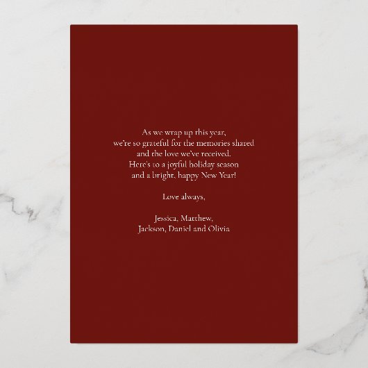 Rouge Script moderne minimal photo Joyeux vacances (Verso)