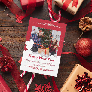 Rouge Script one photo Noël, carte de Noël