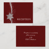 rouge Silver Snowflakes mariage invitation (Devant / Derrière)