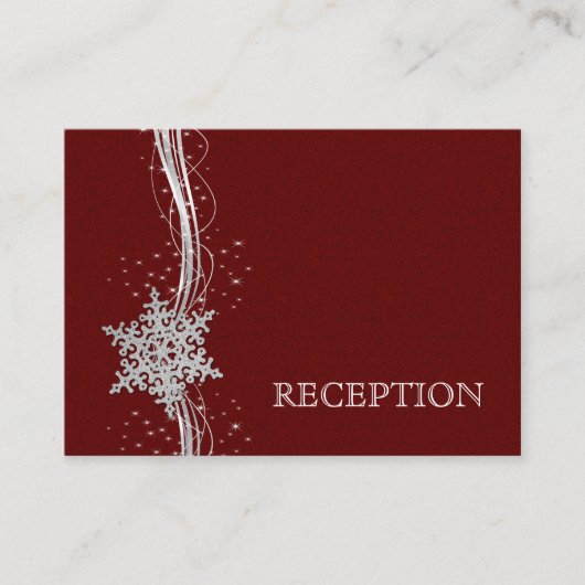 rouge Silver Snowflakes mariage invitation (Devant)
