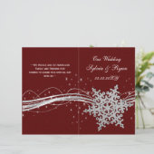 rouge Silver Snowflakes programmes de mariage plié (Debout devant)