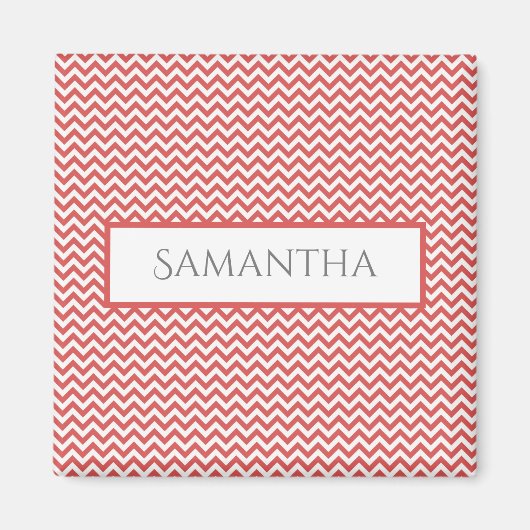Rouge simple Chevron Magnet personnalisé (Devant)