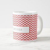 Rouge simple Chevron Personnalisé Géant Mug (Devant droit)