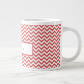 Rouge simple Chevron Personnalisé Géant Mug (Droite)