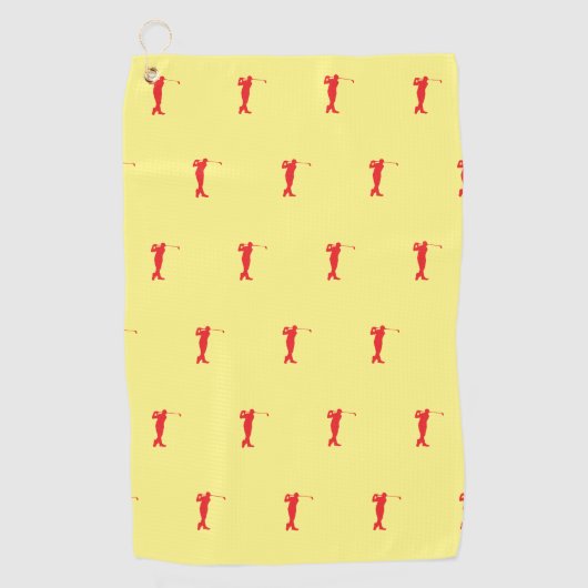 Rouge Sports Golfer Silhouette Golf Serviette (Devant)
