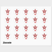 Rouge Star "40" rond autocollant blanc (Feuille)