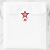 Rouge Star "40" rond autocollant blanc (Sac)