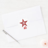 Rouge Star "40" rond autocollant blanc (Enveloppe)