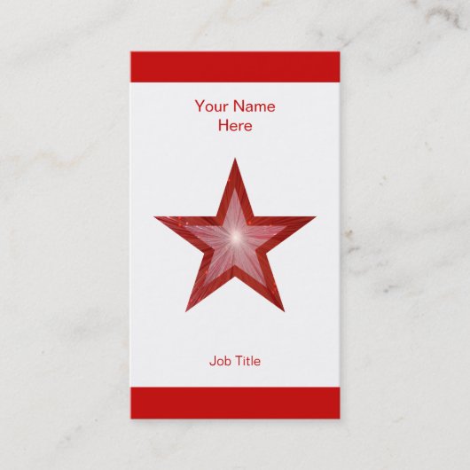 Rouge Star carte de visite blanc bande verticale (Devant)