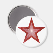 Rouge Star frigo aimant rond blanc (Recto/Verso)