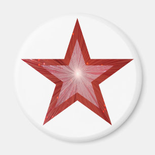 Rouge Star frigo aimant rond blanc