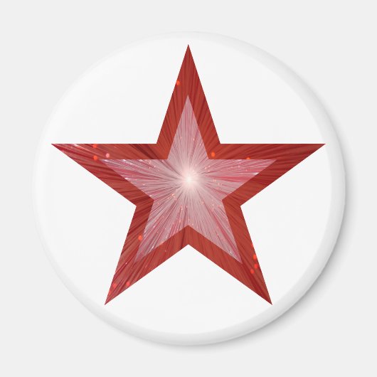 Rouge Star frigo aimant rond blanc (Devant)
