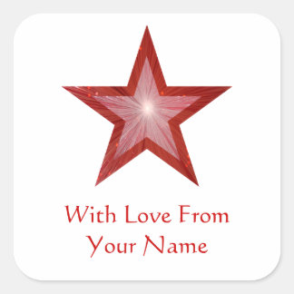 Rouge Star 'With Love From'' carré autocollant bla