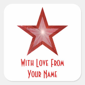 Rouge Star 'With Love From'' carré autocollant bla