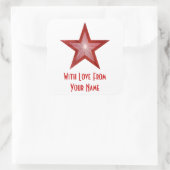 Rouge Star 'With Love From'' carré autocollant bla (Sac)