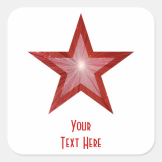 Rouge Star 'Your Text' autocollant carré blanc