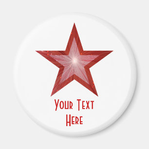 Rouge Star 'Your Text' frigo aimant blanc