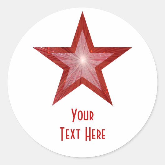 Rouge Star 'Your Text' rond autocollant blanc (Devant)
