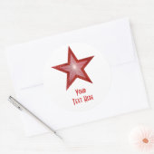 Rouge Star 'Your Text' rond autocollant blanc (Enveloppe)