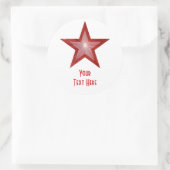 Rouge Star 'Your Text' rond autocollant blanc (Sac)