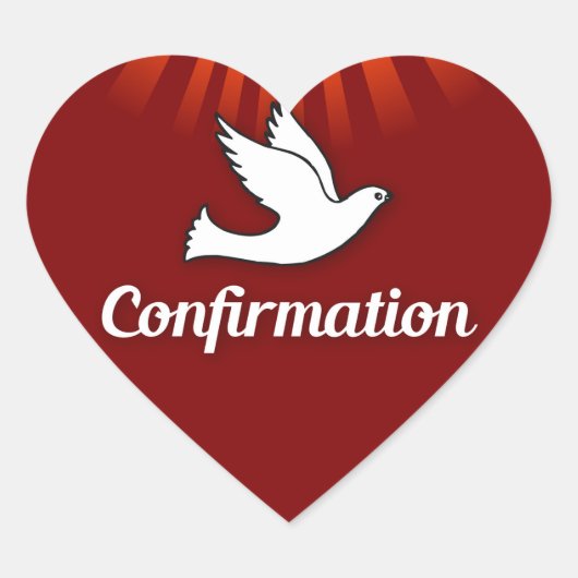 Rouge, Sticker Coeur, Confirmation, Dove, Rayons (Devant)