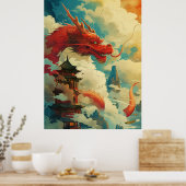 Rouge style comique Poster chinois Dragon (Cuisine)