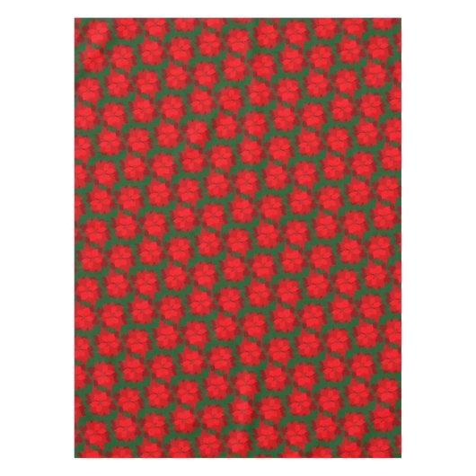 Rouge sur vert poinsettia florale nappe de vacance (Devant)