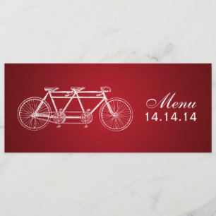 Rouge tandem de vélo de menu simple de mariage