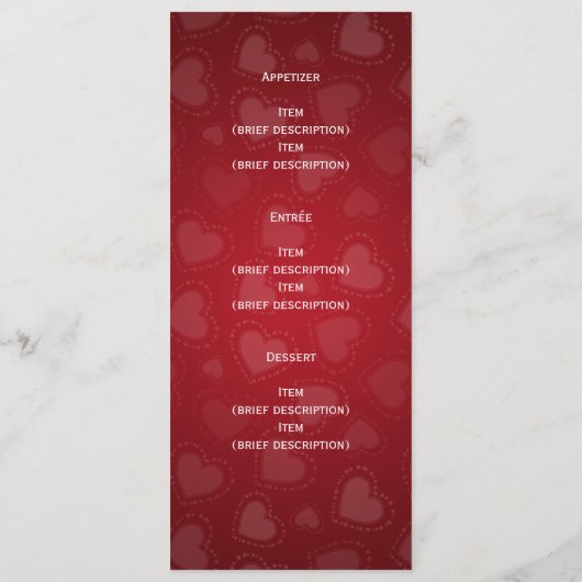 Rouge tandem de vélo de menu simple de mariage (Dos)