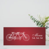 Rouge tandem de vélo de menu simple de mariage (Debout devant)
