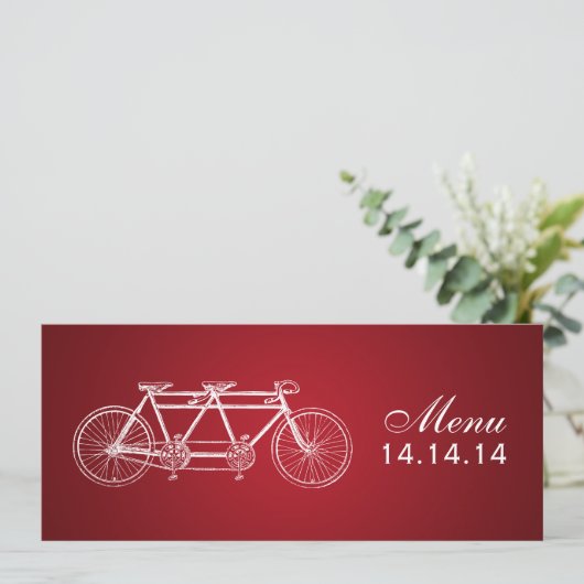 Rouge tandem de vélo de menu simple de mariage (Debout devant)
