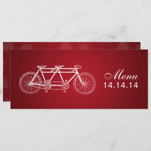 Rouge tandem de vélo de menu simple de mariage (Devant / Derrière)