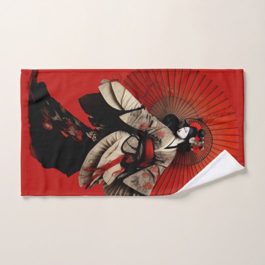 Rouge tendance blanc et noir Kabuki (Serviette à main)