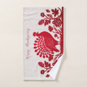 Rouge Thanksgiving Turquie Floral Serviette à main (Serviette à main)