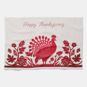 Rouge Thanksgiving Turquie Floral Serviette de cui