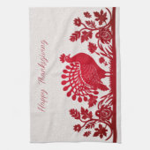 Rouge Thanksgiving Turquie Floral Serviette de cui (Vertical)