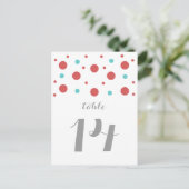 Rouge Turquoise Confetti Numéro de table Carte pos (Debout devant)