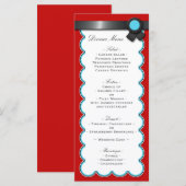 Rouge & Turquoise, Noir Ruban Mariage Accueil Menu (Devant / Derrière)