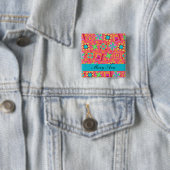 Rouge Turquoise Patchwork Quilt Nom Badge (En situation)