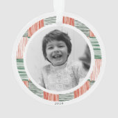 Rouge Vert aquarelle rayures Motif une photo (dos)