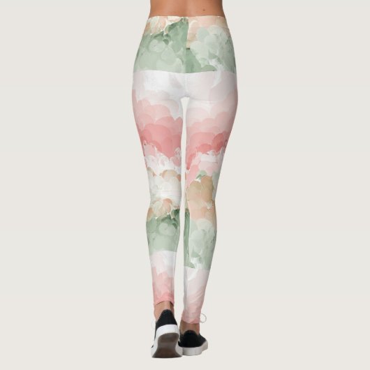 Rouge Vert blanc Multi teinte d'aquarelle Leggings (Dos)