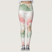 Rouge Vert blanc Multi teinte d'aquarelle Leggings (Devant)